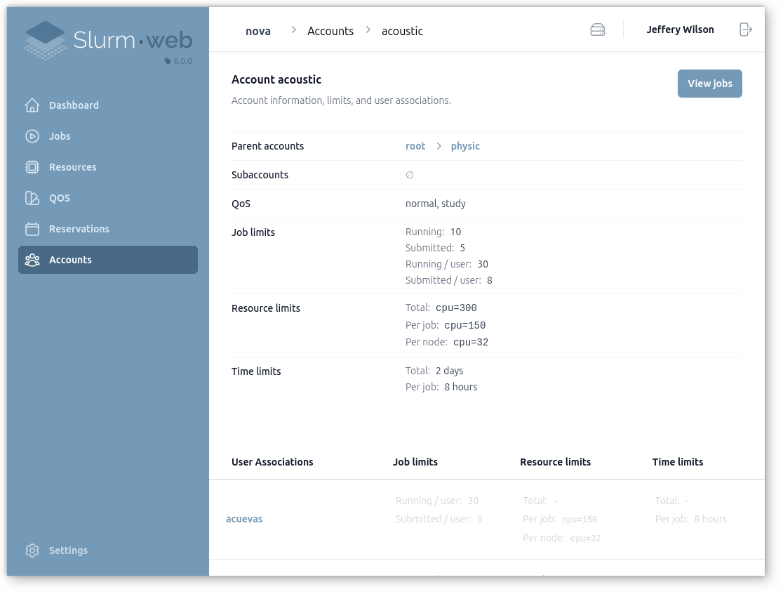 screenshot account page