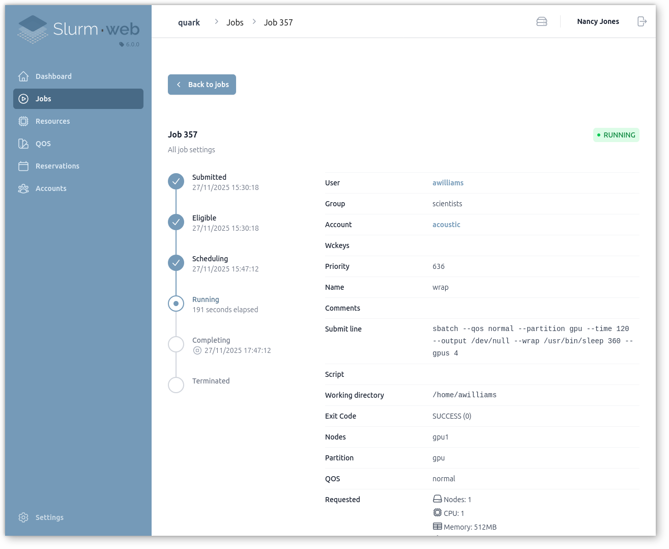 screenshot job status